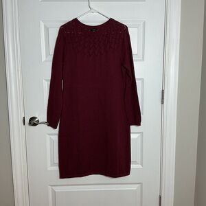 Talbots Rich Burgundy Long Sleeve Medium Dress